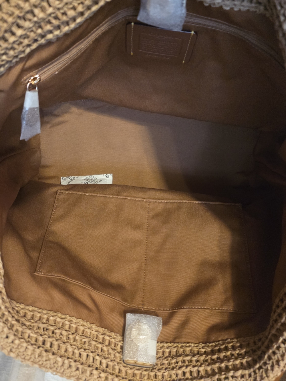 Coach Woven Straw Tote with Brown Leather Trim, NWT! - Picture 3 of 13